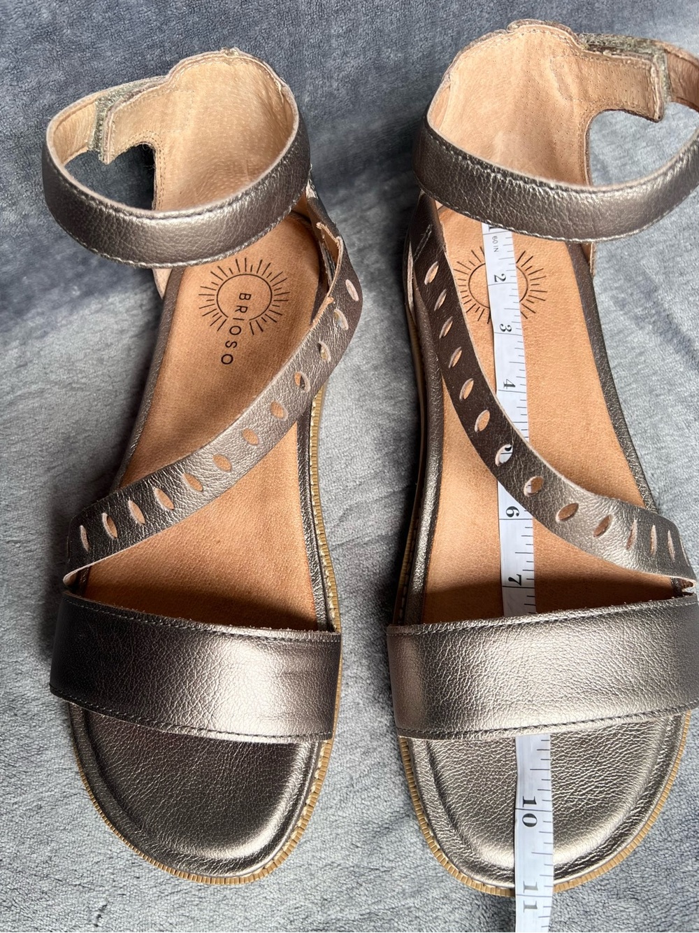 Brioso Vista Asymmetrical Strappy Flat Leather Sandals Sz 9.5 M Comfortable - Picture 13 of 15